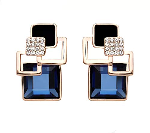 Image of Nilu's Collection Fashionista Classic Jewellery Square Crystal Earring Big Geometric Stud Earring for Women and Girls