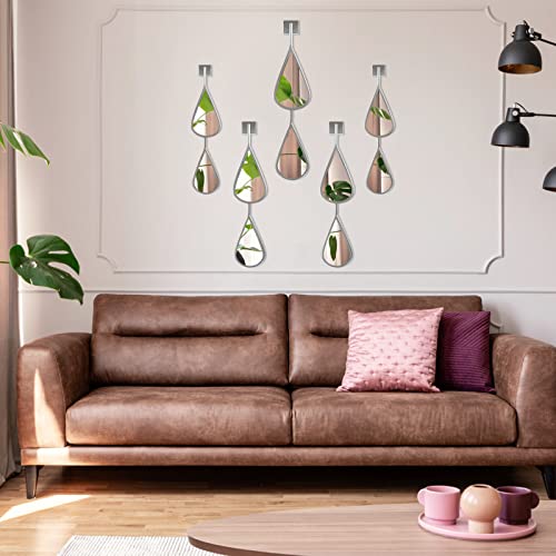 Baodanfu Wall Mirror Decorative Mirrors Mounted Decor Tear Drop Shape Silver For Bedroom Living Room Entryway Bathroom Vanity,5-Pack #TOP4