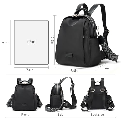 Image of Mini Backpack Purse for Women Anti-theft bag for Ladies Waterproof Convertible Travel Shoulder Bag Lightweight (Black)