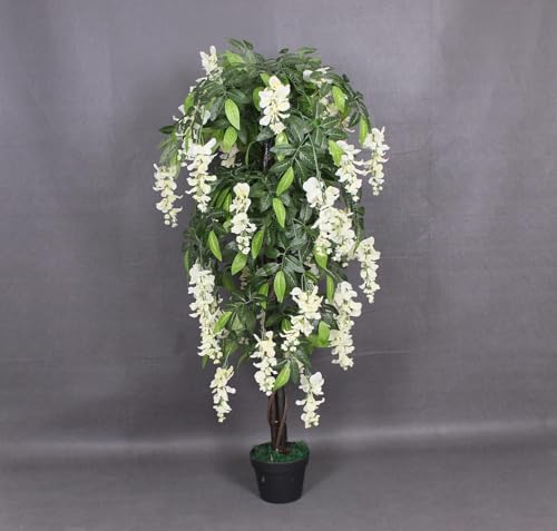 Image of Fox & Fern Artificial Wisteria Plant with Pot | Real Touch Elegant Flowering Tree | Add Beauty to Home, Office, Party, Event Decor |GAJW2756W (Wisteria White 120cm)