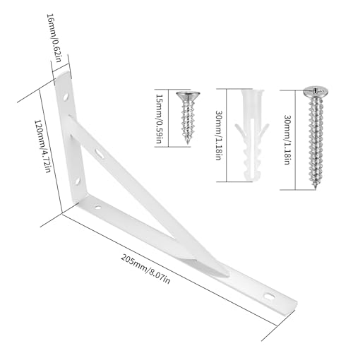 8 Pieces Shelf Brackets Heavy Duty, Wall Mounted Triangle Shelving Brackets - Image 2