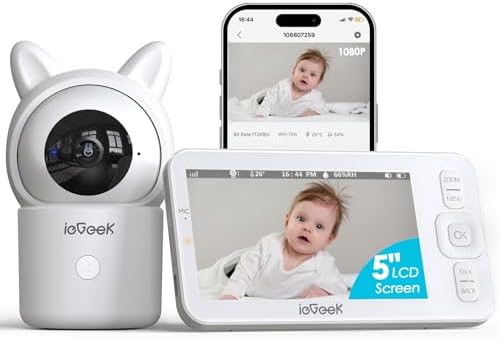 ieGeek 5" Screen Baby Monitor with Camera and Night Vision, 1080P...