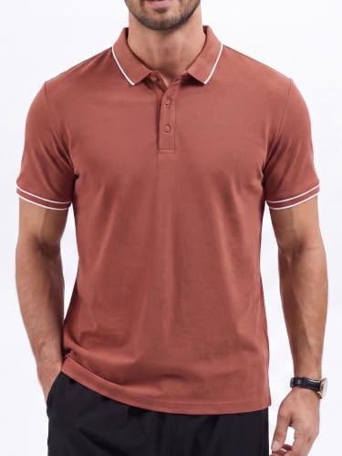 Camiseta polo para hombre de manga corta en mezcla de algodón, estilo clásico casual para golf | Material suave y transpirable, con tecnología anti-transpiración y lavable en máquina miniatura 2