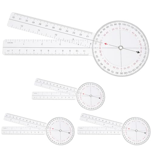 Goniomètre en plastique transparent POPETPOP pour mesure d'angle précise en lot de 4 pièces