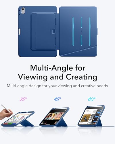 Image of ESR for iPad (A16) 11th Generation Cover, iPad 11th /10th Gen Cover (2025 /2022), Vertical Stand Case, Multi Stand Angles, Ultra-Stable Case with Pencil Holder, Flip Series, Blue