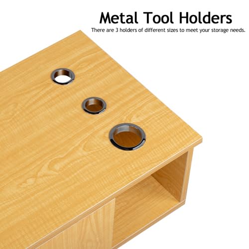 Wall-Mount-Hair-Styling-Station-Salon-Storage-Cabinet-with-1-Lockable-Drawer-3-Hair-Dryer-Holders-Barber-Beauty-Spa-Salon-Equipment-Wood-Color