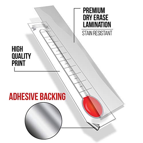 Fundraising Thermometer Goal Setting Chart - Dry Erase Reusable Fundraiser Tracker For Goals Adhesive Decal - 11X48 #TOP1