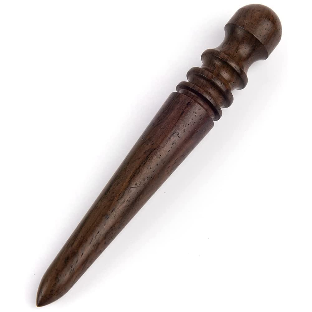 Tuesoa Leather Burnisher Tool Ebony Wood Leather Edge Burnisher Tapered Wooden Sticker Polished Grinding Tools with 4 Grooves