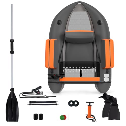 HOMASIS Embarcación neumática de Pescador, Embarcación neumática con Aletas de PP y Pala de Aluminio, Embarcación de Pesca con Equipamiento Completo, 160 kg de Capacidad, 136x105x54cm (Gris) HOMASIS Embarcación neumática de Pescador, Embarcación neumática con Aletas de PP y Pala de Aluminio, Embarcación de Pesca con Equipamiento Completo, 160 kg de Capacidad, 136x105x54cm (Gris)