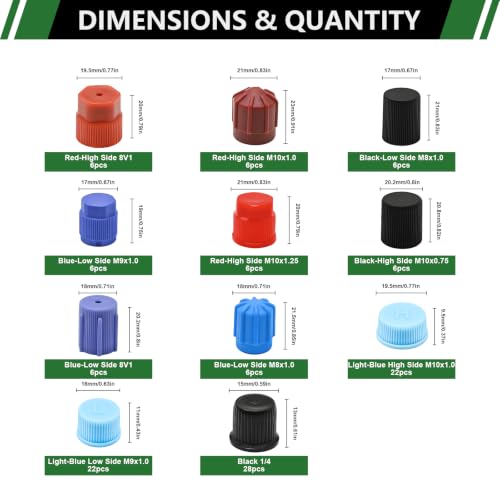 Japtend 120PCS A/C Dust Cap Kit