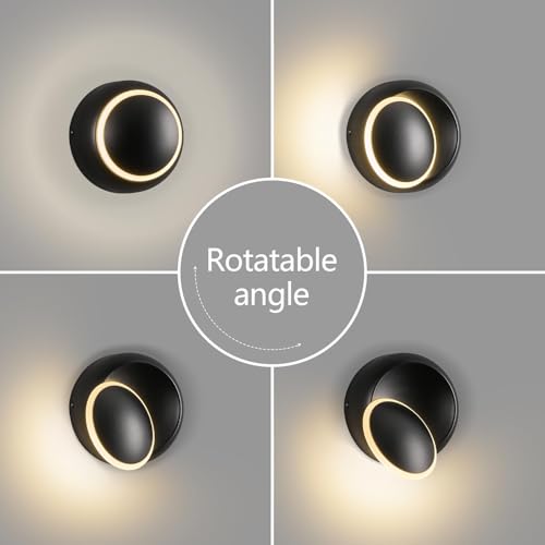 Image of 5.51in Small Wall Sconces Set of Two Rotatable Black Wall Sconce LED Modern Wall Light Fixtures Indoor Wall Lights for Living Room Bedroom Hallway Toy Room
