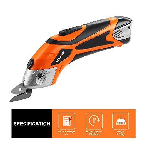 Volltek Electric Cordless Scissor 4V Li-Ion Cutter Shears With 2 Pcs Cutting Blades Accessory For Cutting Fabric, Carpet And Leather Es3601 #TOP3