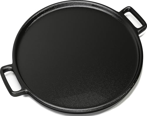 Home-Complete Cast Iron Pizza Pan, Even-Heating Cast Iron Co...