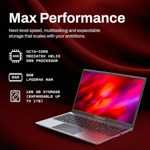 Image of Primebook 2 Max (2026) | 8GB RAM, 128GB UFS Storage | 15.6-Inch Full HD IPS Display | 12hrs Battery | MediaTek Helio G99 | Android 15 (PrimeOS 3.0) | Backlit Keyboard | in-Built AI (Gray)