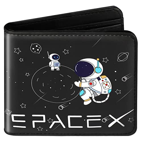 Teen Boys Cool Wallet-Men Mens Men'S Space Leather Credit Id Card Cash Holder Man Black Rfid Blocking Zipper Wallets With Coin Pocket Id Window Aesthetic Teen Boy Male Youth Guys