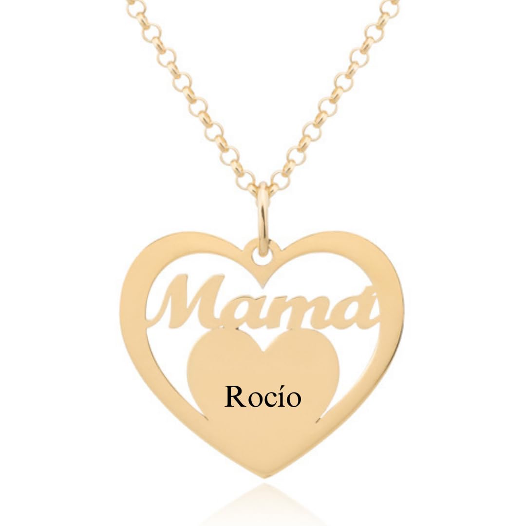 Collar Corazón para Mujer en Plata de Ley 925 personalizable con Nombres de Hijos. Cadena de 45 cm. Ideal para regalar a madres, abuelas en Cumpleaños, Navidad. Hecho en España. (2 Corazones Oro) — view 6