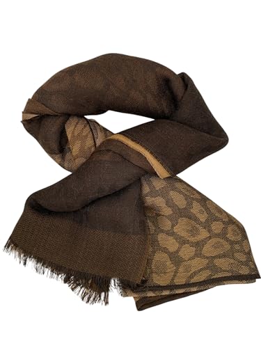 Châle péruvien alpaga et soie contre le froid hivernal avec un imprimé animal marron chic