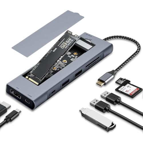 Hub USB C 8 en 1 avec boîtier SSD NVMe, HDMI 4K et lecteur SD pour MacBook