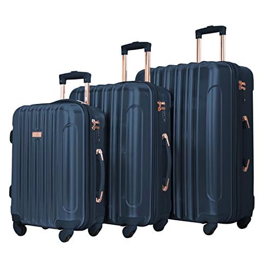 kensie Women's Alma Hardside Spinner Luggage, TSA-Approved, Midnight Blue, 3-Piece Set (20/24/28)