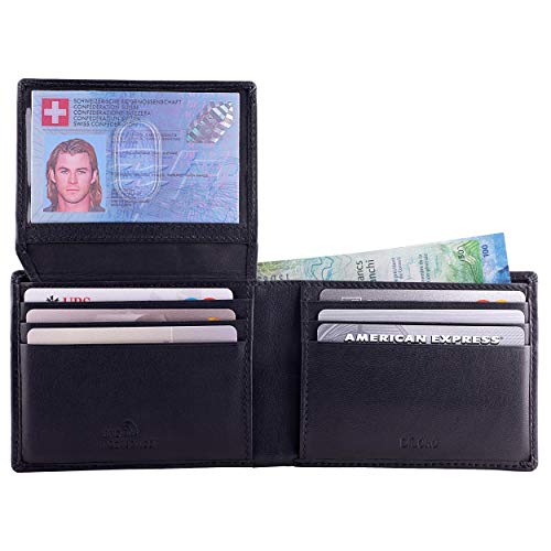 Diloro Rfid Slim Leather Travel Wallet For Men Bifold Top Flip 2 Id Windows (Napa Black) #TOP1