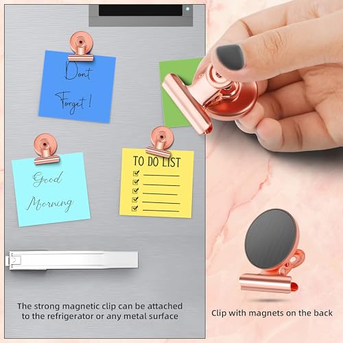 Grtard 48pack Magnetic Clips Heavy Duty, Magnet Clips for Fridge, Refrigerator Magnets, Scratch Free Magnets with Clip, Strong Magnetic Clip for Refrigerator, Whiteboard, Locker, Cruise (Rose Gold)