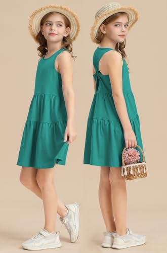 Girls Summer Midi Dress Sleeveless Back Detailed Tiered Sundress Vacation Beach 5-10 Years4