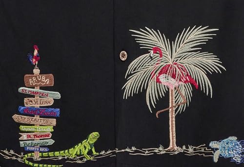 Caribbean Treasures Tropical Style Men's Embroidered Camp Shirt2