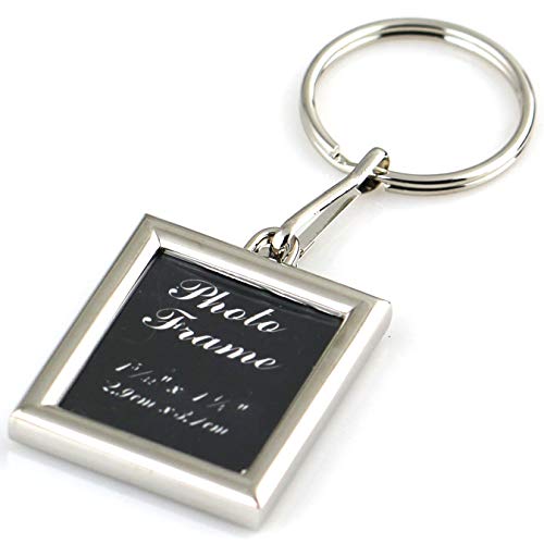 maycom® Photo Frame Keychain Polished Chrome Metal Rectangle Shaped Frames Keyring Key Chain Ring Keyfob 85426