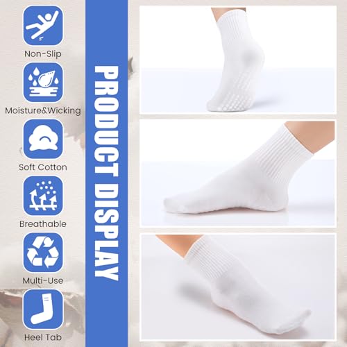 Image of Liitrsh 12 Pairs Pilates Socks with Grips for Women Non Slip Yoga Crew Socks for Dance, Barre, Hospital, Workout