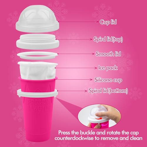 Image of Slushy Maker Cups , DIY Magic Slushy Maker Squeeze Cups, Portable Smoothie Squeeze Cup for Juices, Milk and Ice Cream Make, Double Layers Silicone Slushie Cup with Straw for Friend,Gifts for Mom Dad