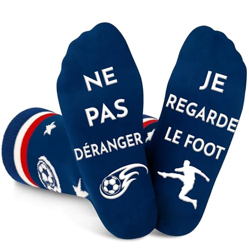 Chaussettes Drole, Cadeau Homme Noel Chaussette Homme Humour, Cadeau Drole Chaussette Coton Antidérapante, Cadeau Rigolo Pour fans de Football Amie Famille Fête des Pères