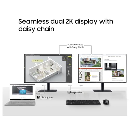 SAMSUNG 32-Inch Viewfinity QHD 2K Computer Monitor, Fully Adjustable Stand, USB-C, DisplayPort Daisy Chain, Ethernet, HDMI, HDR10, 3-YR Warranty, LS32A600UUNXGO,Black 5 SAMSUNG 32-Inch Viewfinity QHD 2K Computer Monitor, Fully Adjustable Stand, USB-C, DisplayPort Daisy Chain, Ethernet, HDMI, HDR10, 3-YR Warranty, LS32A600UUNXGO,Black - Image 3
