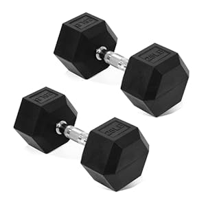 Hex Dumbbells Rubber Coated Hand Weights Pairs for Exercises and Fitness, Multiple Sizes