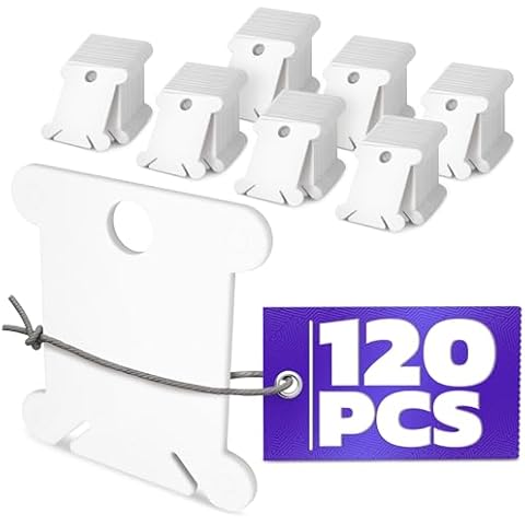 120Pcs Plastic Floss Bobbins Embroidery - Plastic Bobbins for Embroidery Floss Organizer - White Plastic Card Floss Cross Stitch Plastic for Thread Cross Stitch Floss Holder Embroidery Floss Bobbins Cover