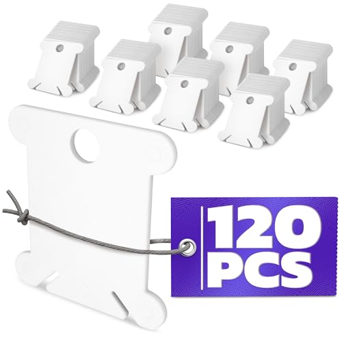Embroidery Floss Bobbins - 120 Pcs Durable Plastic Embroidery Floss Organizer with 2 Slots, Hanging Hoop, Smooth Edges, and Tangle-Free Design - Lightweight, Reusable, and Easy to Mark for DIY Crafts