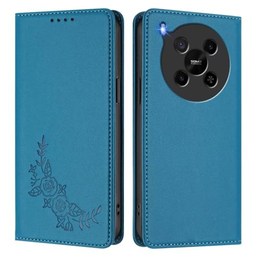 Protection ZTE Blade A76 5G rabat magnétique étui portefeuille bleu