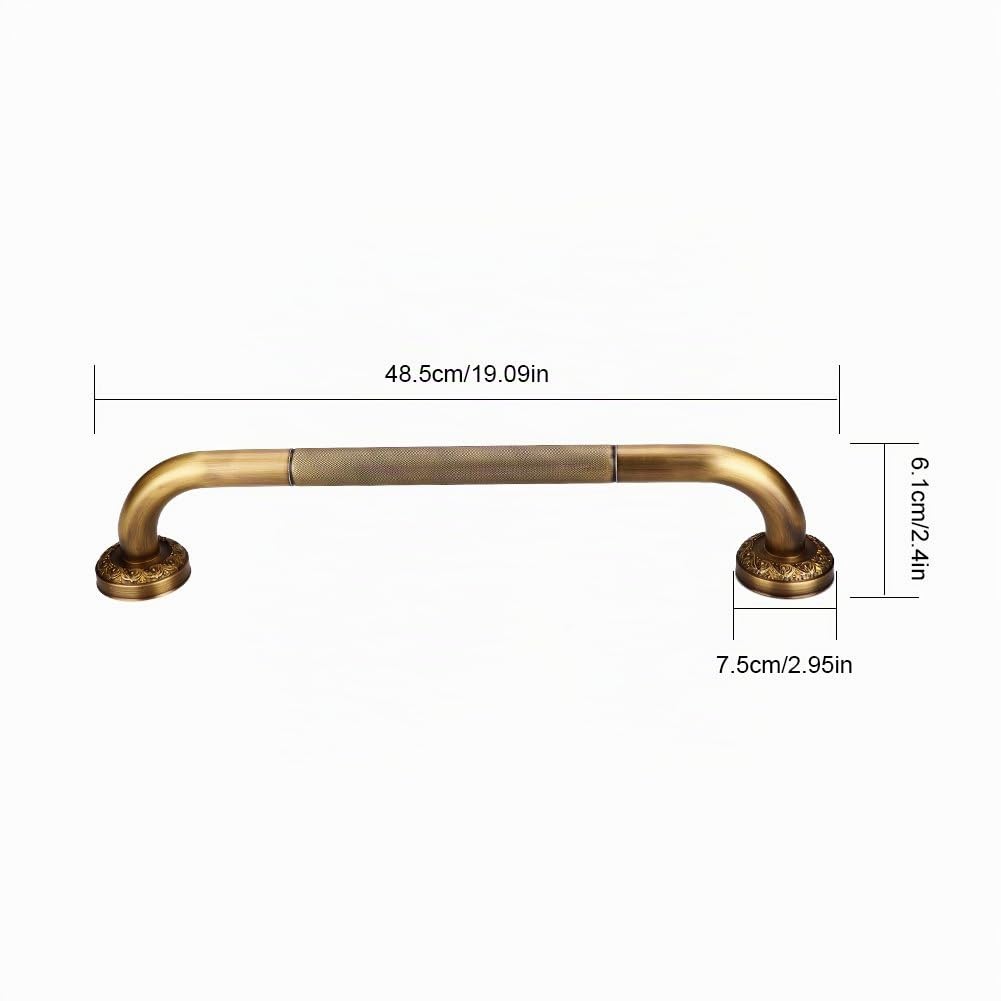 Barre D'Appui De Sécurité Incurvée En Laiton De Style Antique Pour Salle De Douche En Acier Inoxydable