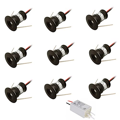 12V 9 Pack 1W Mini Downlight Recessed Celling Light for Kitchen, Stairs, Closet, Hallway,DIY Lighting Warm White Cold White Showcase Light Cabinet Downlight IP65 (Black shell, 30D warm white) 12V 9 Pack 1W Mini Downlight Recessed Celling Light for Kitchen, Stairs, Closet, Hallway,DIY Lighting Warm White Cold White Showcase Light Cabinet Downlight IP65 (Black shell, 30D warm white)