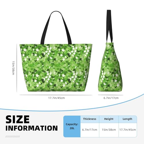 Large Beach Bags Water-resistant Sandproof - Sparkling Green Cute Beach Tote Bags for Women with Zipper2