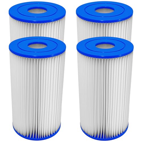 Jvfnxpm Type A or C Pool Filter Cartridges for in-tex 59900E / 29000E Type A or Type C Best-Way Type 3 (Type III) Replacement Pool Filter Pumps (4 Pack)