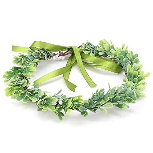 Didder Green Leaf Crown Artificial Bohemian Headpiece Flower Crowns for Women Girls Fairy Flower Crown Crown for Wedding Ceremony Party Festival Floral Headband Photo Prop
