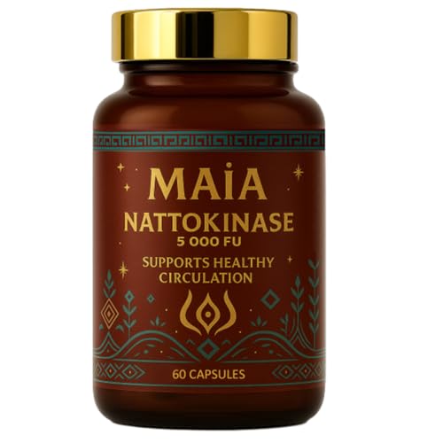 Maia Nattokinase Supplement with 5000 FU of Nattokinase Support Healthy Circulation & Promote Cardiovascular Health Non-GMO Plant-Based Capsules 60 Veggie Capsules