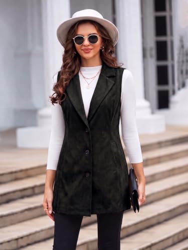 Image of IDEALSANXUN Plaid Vest for Women Fall Winter Sleeveless Blazer Jackets