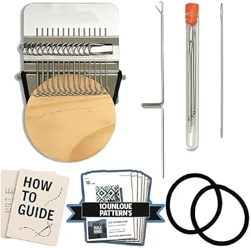Darning Loom Kit for Beginners - Works on Denim, Jeans, Sweaters, Towels & More - Repair Clothes & Fabric Holes Up to 2 Inches Wide 14 Hooks