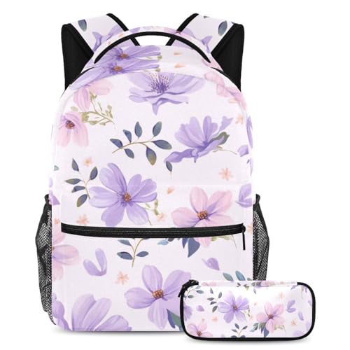 Sac à livres de voyage à motif floral violet, cadeau ado idéal