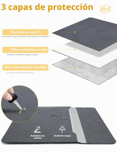 Funda MacBook Air 13,3 portátil para trabajar en cafeterías con soporte de grafito 3