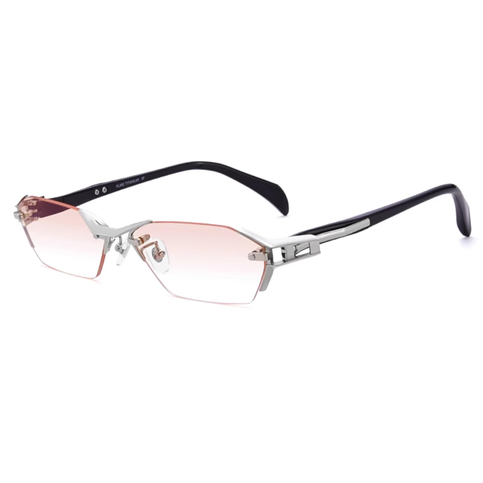 Biznesowe tytanowe okulary do czytania bez oprawek dla mężczyzn, modne, diamentowe cięcie, okulary komputerowe blokujące niebieskie światło (Size : 1.5 x)