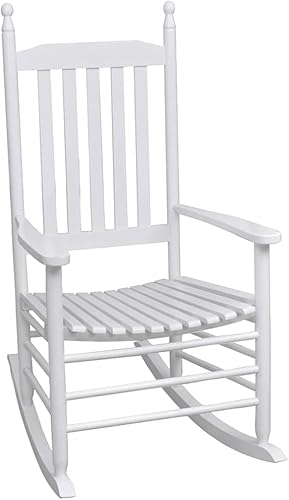 Rocking Chair with Curved Seat White Wood Patio Chairs. Outdoor Balcony Chairs Sillas para Comedor for Beach Picnic Living Room Courtyard