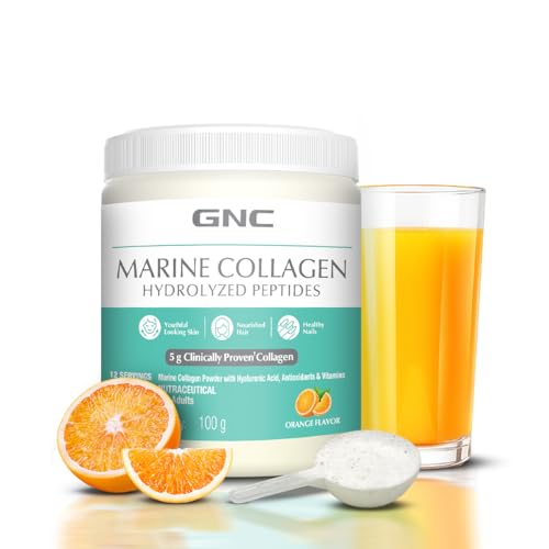 GNC Marine Collagen|100 Gm|Type 1 & Type 3 Collagen|Hydrolyzed Peptides |Hyaluronic Acid|Biotin |Vitamin C &E |Grape Seed Extract |Rosemary Extract |For Radiant & Youthful Skin,2 count,12 servings