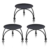 Black Candle Holder, Dedoot Set of 3 Iron Pillar Candle Plate Small-2.5inch Decorative Decorative Small Candle Stick Holder Fit LED & Wax Candles, Pedestal Candle Stand for Tables, Wedding